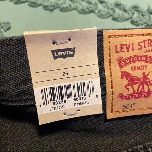 Levi's 501 Black Jean Shorts Distressed High-Waisted - Picture 4 of 5